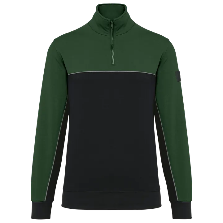 Umweltfreundliches Unisex-Sweatshirt mit Reißverschlusskragen Black / Forest Green