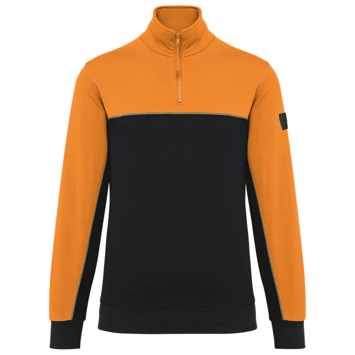 Umweltfreundliches Unisex-Sweatshirt mit Reißverschlusskragen Black / Orange