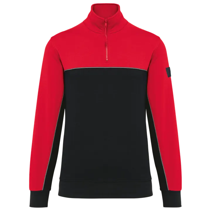 Umweltfreundliches Unisex-Sweatshirt mit Reißverschlusskragen Black / Red