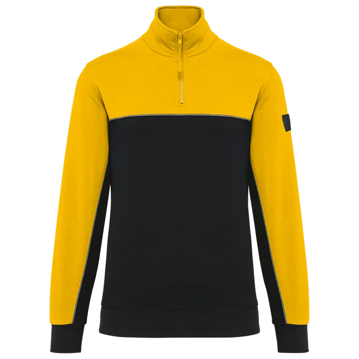 Umweltfreundliches Unisex-Sweatshirt mit Reißverschlusskragen Black / Yellow