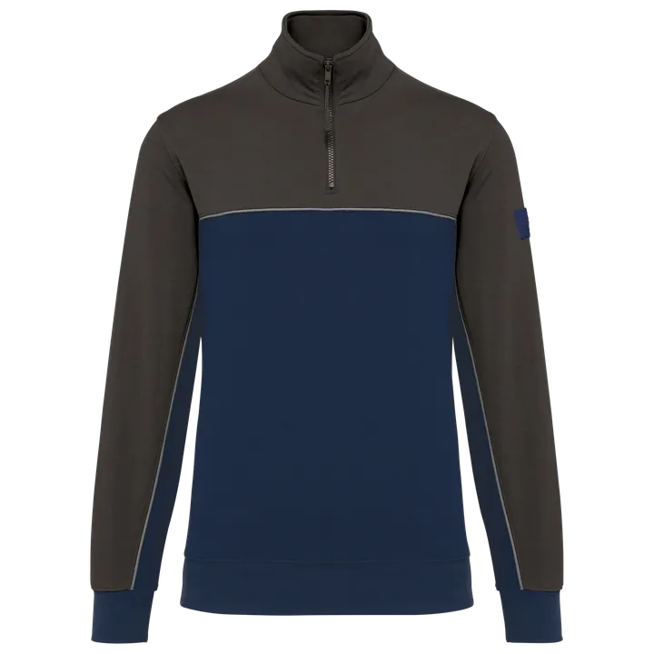 Umweltfreundliches Unisex-Sweatshirt mit Reißverschlusskragen Navy / Dark Grey