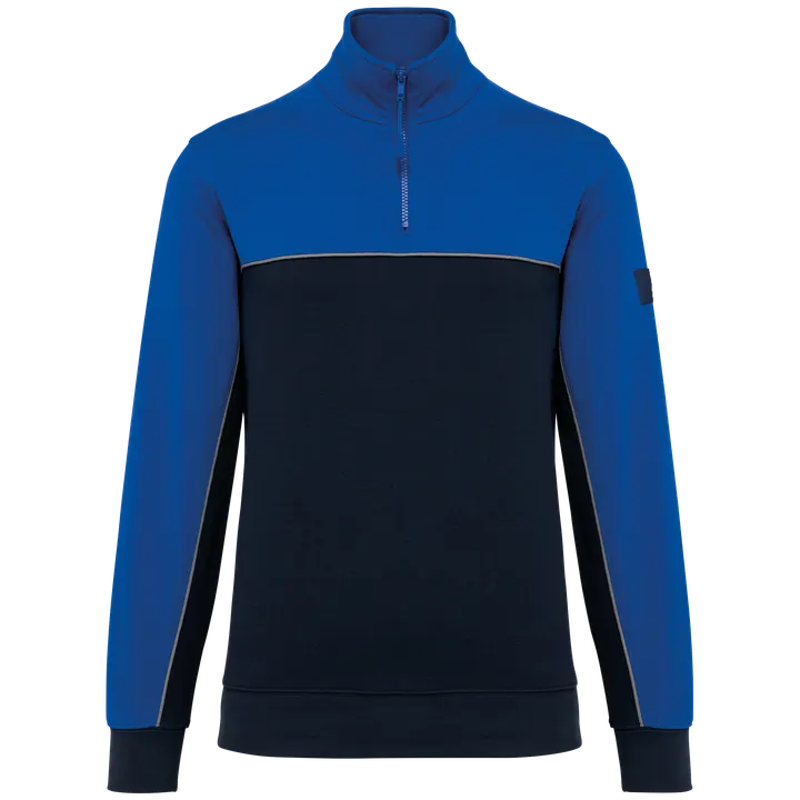Umweltfreundliches Unisex-Sweatshirt mit Reißverschlusskragen Navy / Royal Blue