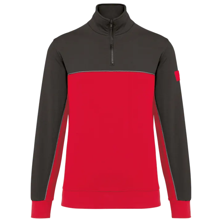Umweltfreundliches Unisex-Sweatshirt mit Reißverschlusskragen Red / Dark Grey