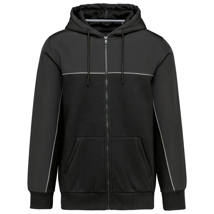 Veste molleton bicolore zippée à capuche écoresponsable unisexe Black / Dark Grey