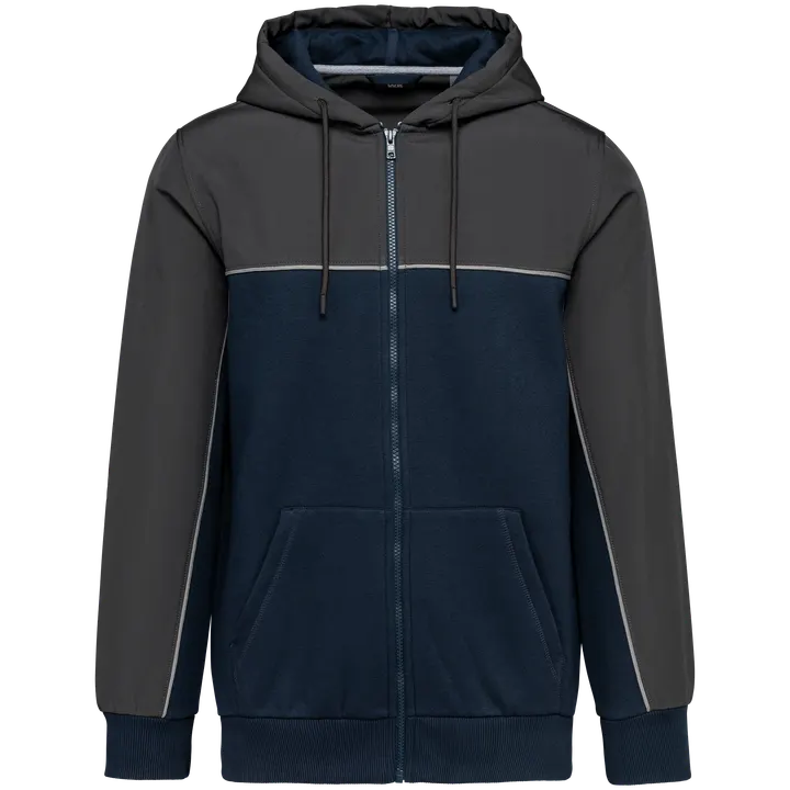 Veste molleton bicolore zippée à capuche écoresponsable unisexe Navy / Dark Grey