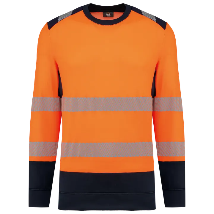 Recyceltes Sicherheitssweatshirt Rundhalsausschnitt Hi Viz Orange / Navy