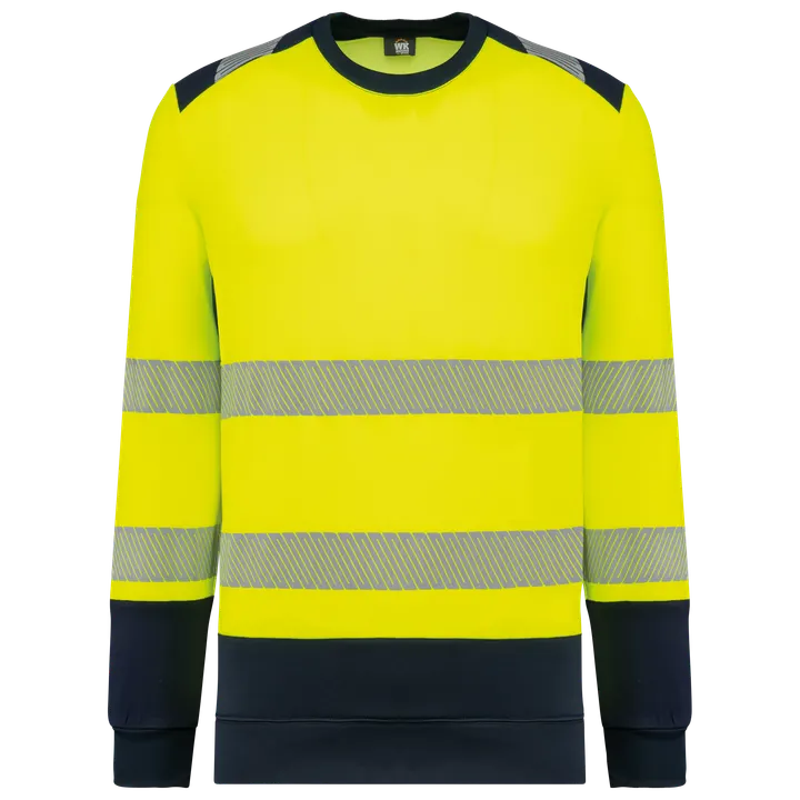 Recyceltes Sicherheitssweatshirt Rundhalsausschnitt Hi Viz Yellow / Navy