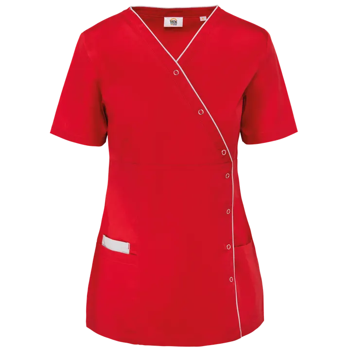 Damenkittel aus Baumwollpolyester mit Druckknöpfen Deep Red