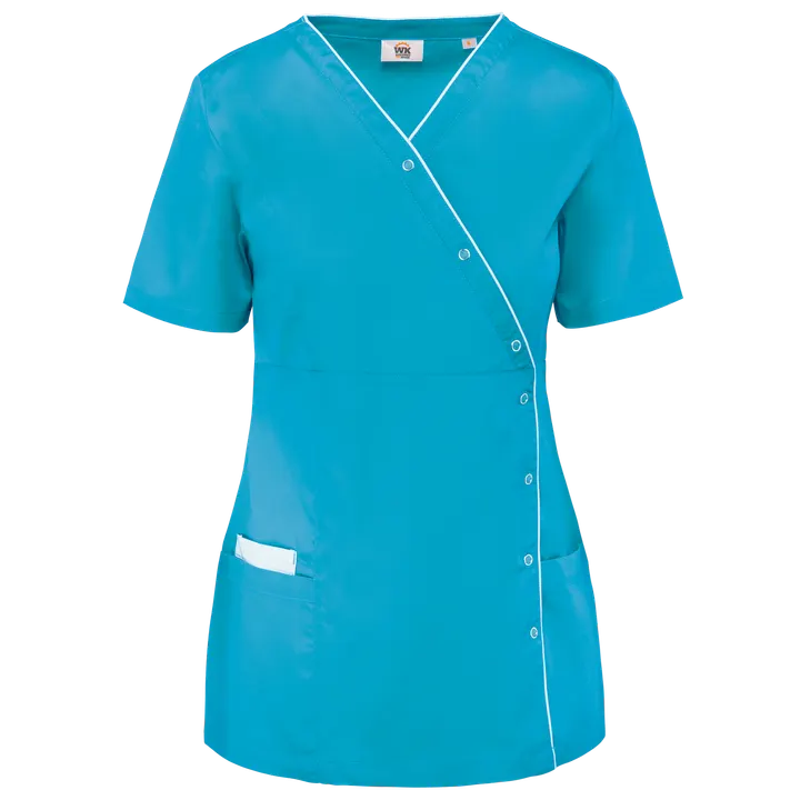 Damenkittel aus Baumwollpolyester mit Druckknöpfen Light Turquoise