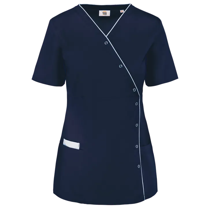 Damenkittel aus Baumwollpolyester mit Druckknöpfen Navy