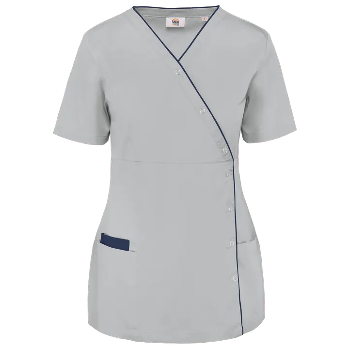 Damenkittel aus Baumwollpolyester mit Druckknöpfen Snow Grey