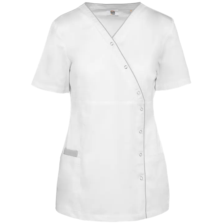 Damenkittel aus Baumwollpolyester mit Druckknöpfen White