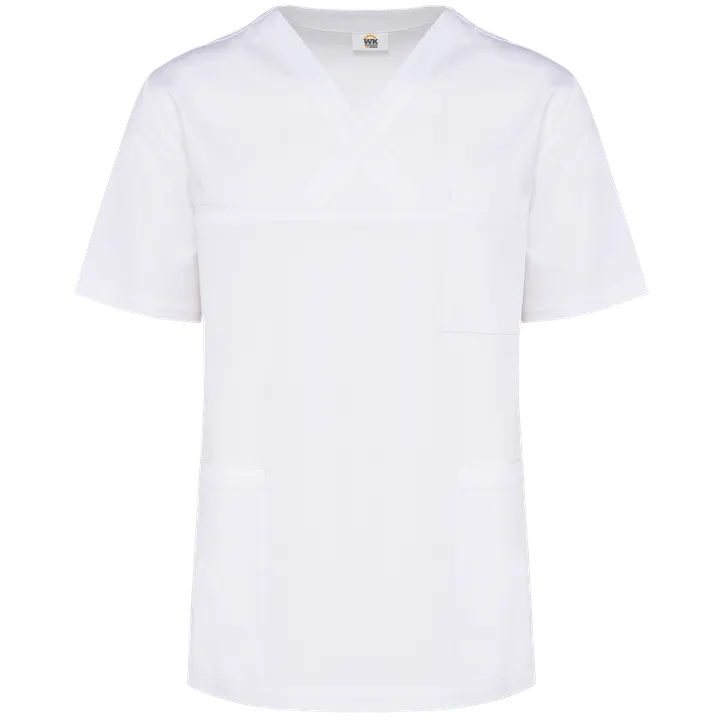 Kurzärmlige Unisex-Tunika aus Baumwollpolyester White