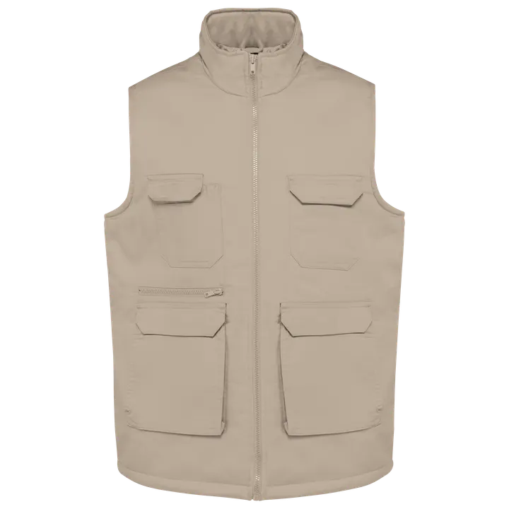 Gefütterte Unisex-Weste aus Baumwollpolyester Beige