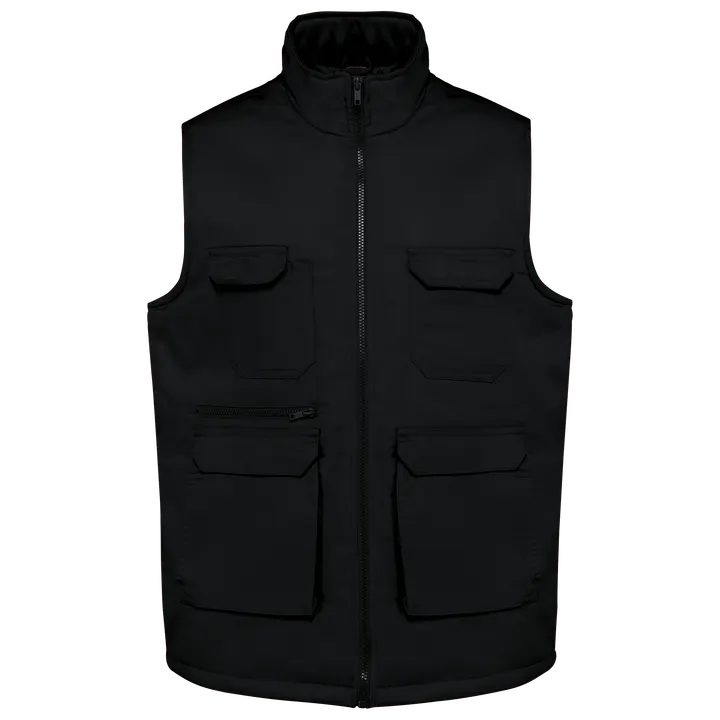 Gefütterte Unisex-Weste aus Baumwollpolyester Black
