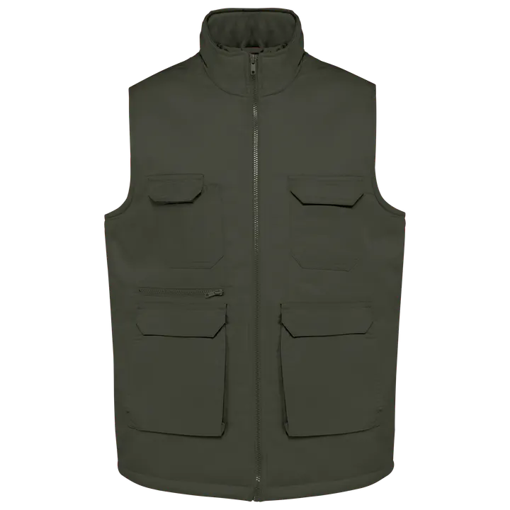 Gefütterte Unisex-Weste aus Baumwollpolyester Dark Khaki