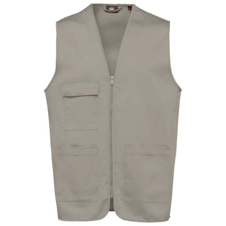 Unisex-Weste aus Baumwollpolyester mit mehreren Taschen Beige