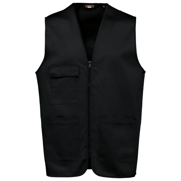 Unisex-Weste aus Baumwollpolyester mit mehreren Taschen Black