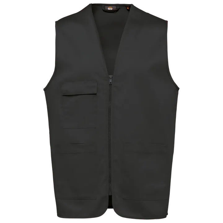 Unisex-Weste aus Baumwollpolyester mit mehreren Taschen Dark Grey