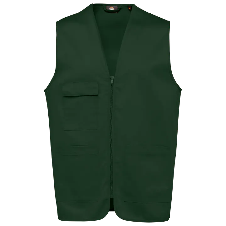 Unisex-Weste aus Baumwollpolyester mit mehreren Taschen Forest Green