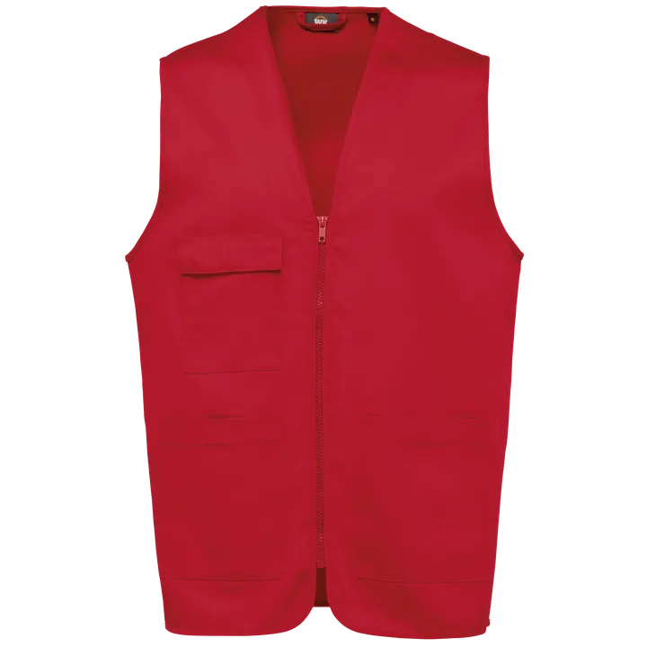 Unisex-Weste aus Baumwollpolyester mit mehreren Taschen Red