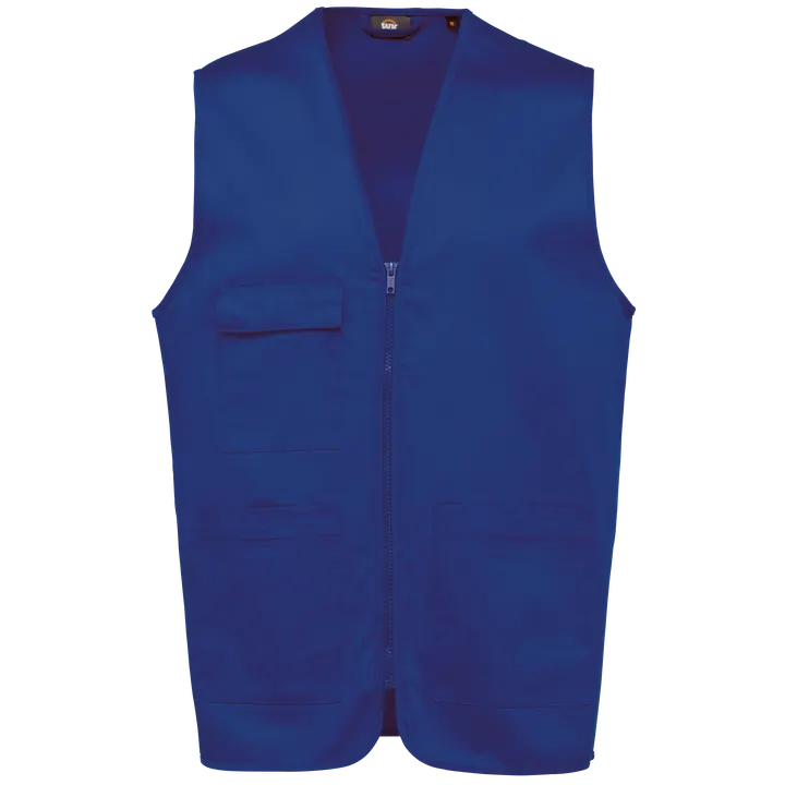 Unisex-Weste aus Baumwollpolyester mit mehreren Taschen Royal Blue