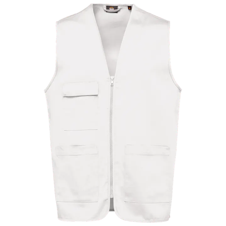 Unisex-Weste aus Baumwollpolyester mit mehreren Taschen White
