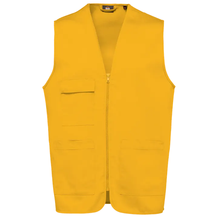 Unisex-Weste aus Baumwollpolyester mit mehreren Taschen Yellow