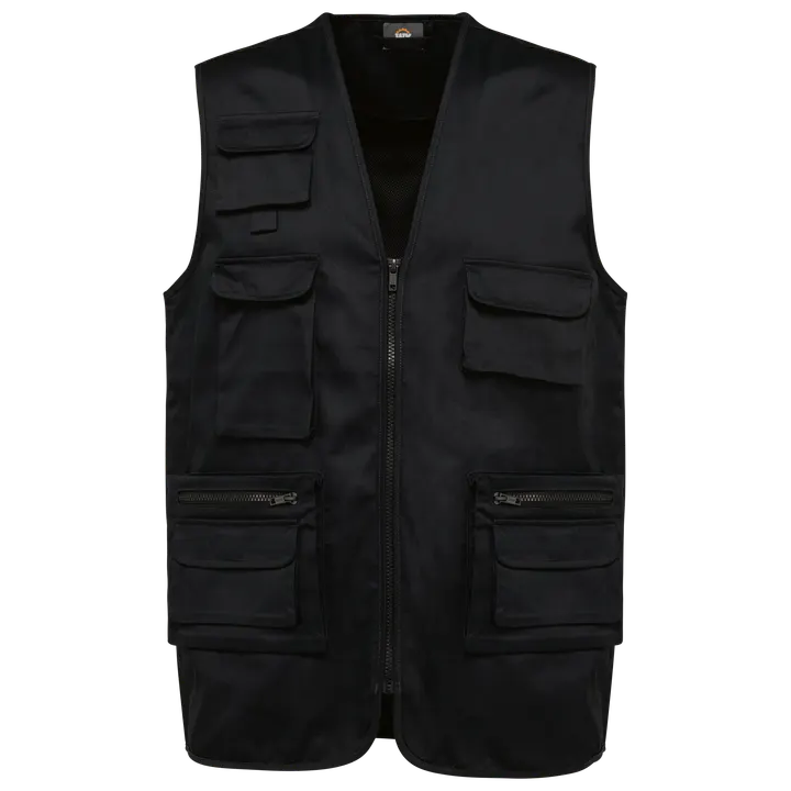 Gefütterte Unisex-Weste aus Baumwollpolyester Black
