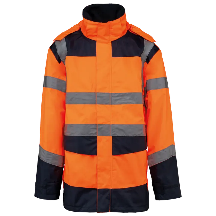 Parka de sécurité recyclée 4 en 1 unisexe Hi Viz Orange / Navy