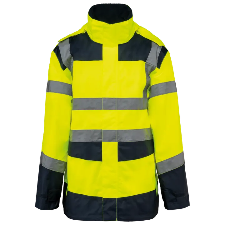 Parka de sécurité recyclée 4 en 1 unisexe Hi Viz Yellow / Navy