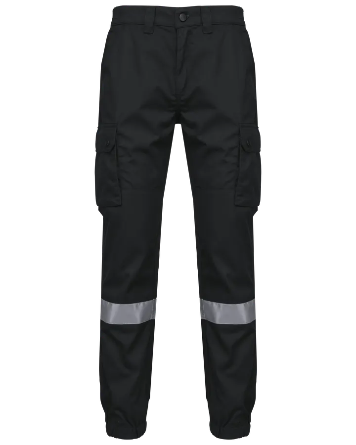 Unisex-Cargo-Hose mit elastischem Saum und reflektierendem Streifen Black