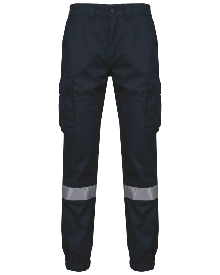 Unisex-Cargo-Hose mit elastischem Saum und reflektierendem Streifen Navy