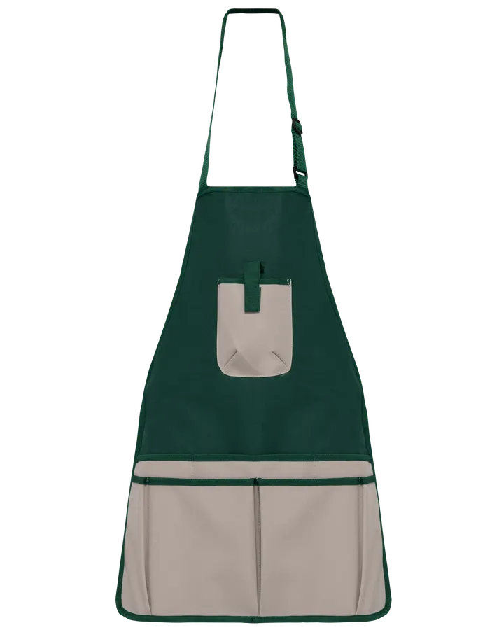 Tablier de jardinier imperméable écoresponsable unisexe Bottle Green / Beige