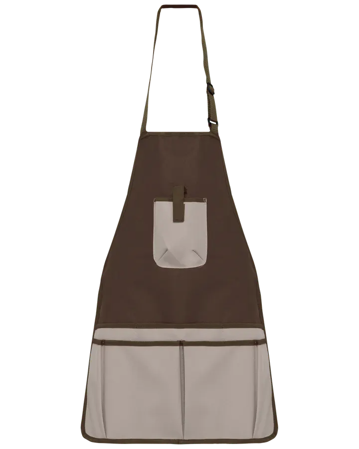 Tablier de jardinier imperméable écoresponsable unisexe Chocolate / Beige