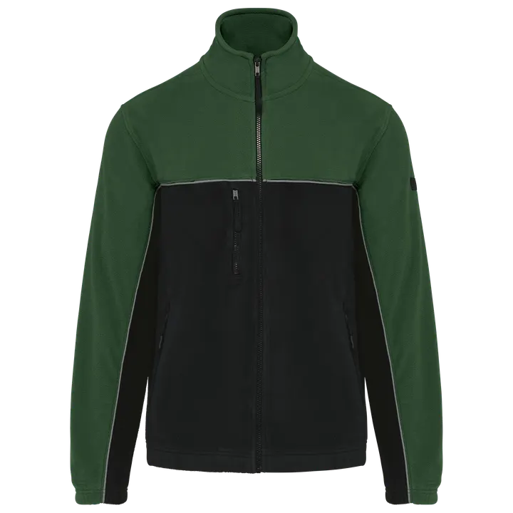 Veste micropolaire bicolore écoresponsable unisexe Black / Forest Green