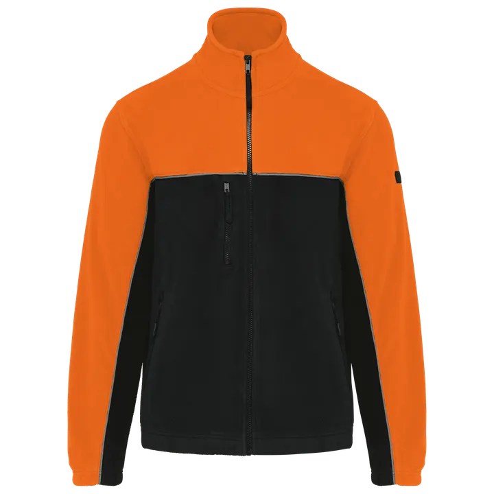 Veste micropolaire bicolore écoresponsable unisexe Black / Orange