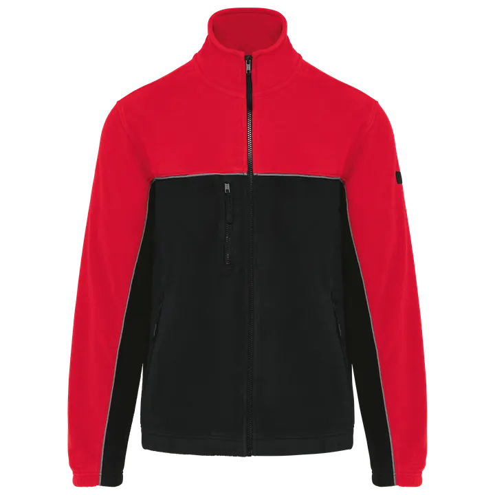 Veste micropolaire bicolore écoresponsable unisexe Black / Red