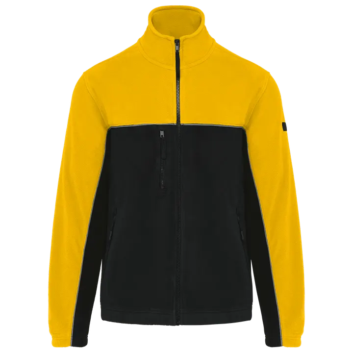 Veste micropolaire bicolore écoresponsable unisexe Black / Yellow