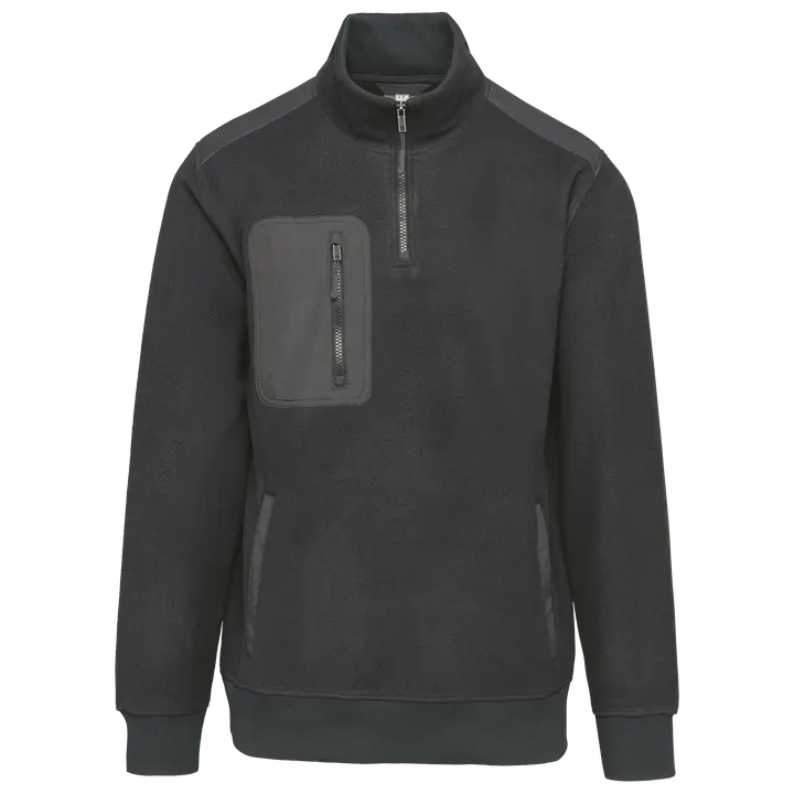 Umweltfreundlicher Fleecepullover mit Reißverschlusskragen, Unisex Dark Grey