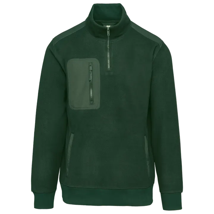 Umweltfreundlicher Fleecepullover mit Reißverschlusskragen, Unisex Forest Green