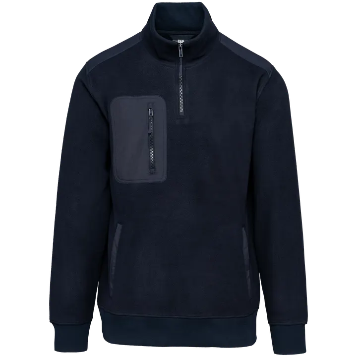 Umweltfreundlicher Fleecepullover mit Reißverschlusskragen, Unisex Navy