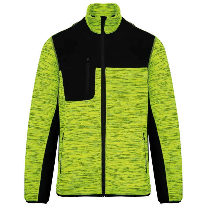 Veste recyclée en polytricot homme Fluorescent Yellow Melange / Black