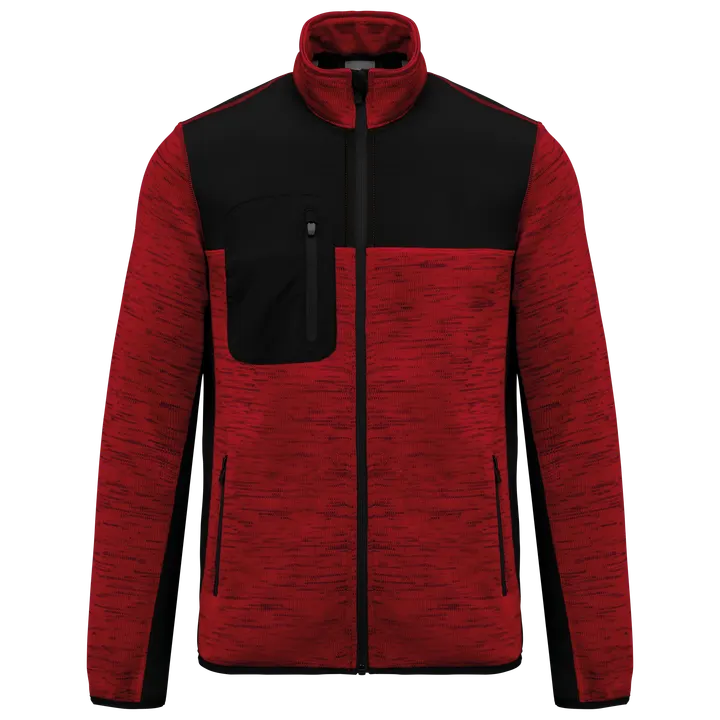 Veste recyclée en polytricot homme Red Melange / Black