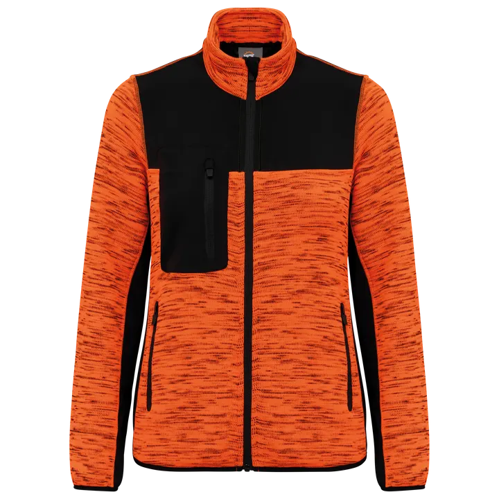 Recycelte Jacke aus Polyestertrikot für Damen Fluorescent Orange Melange / Black