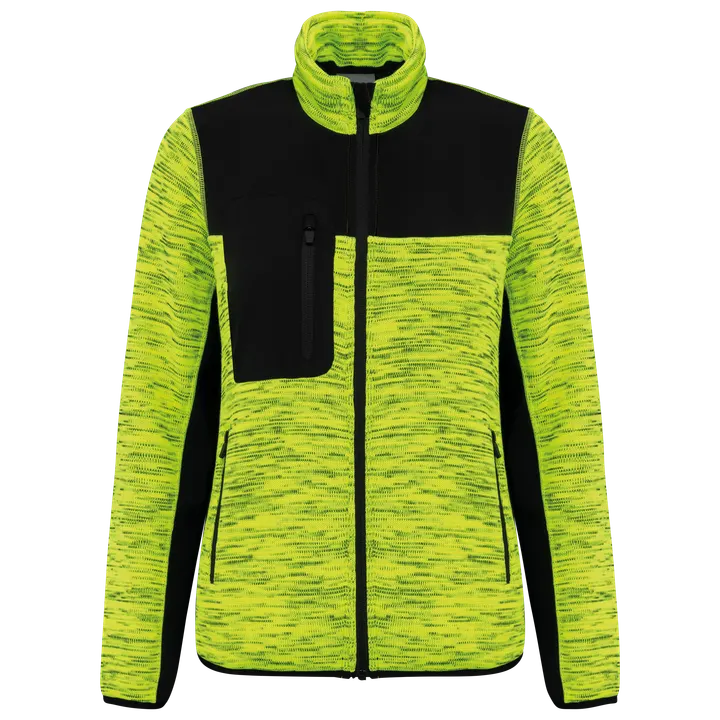 Recycelte Jacke aus Polyestertrikot für Damen Fluorescent Yellow Melange / Black