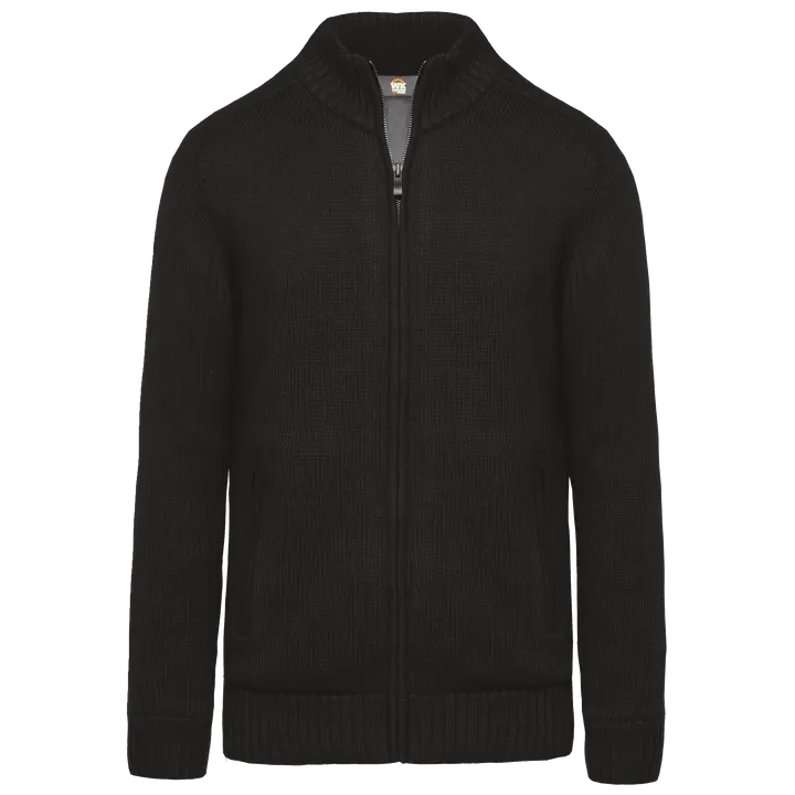 Strickjacke mit Fleecefutter, Herren Black