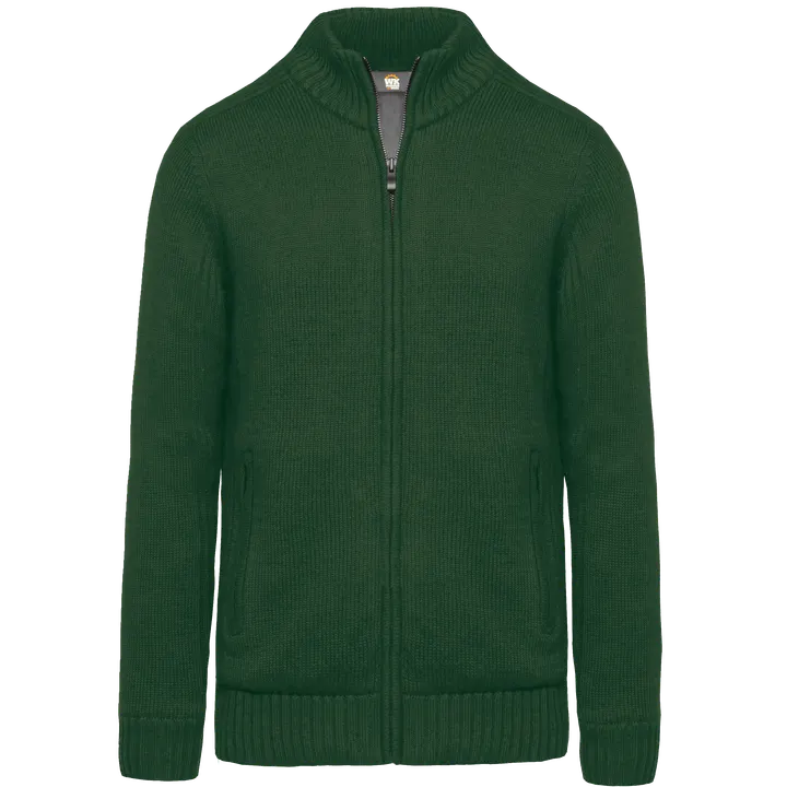 Strickjacke mit Fleecefutter, Herren Forest Green