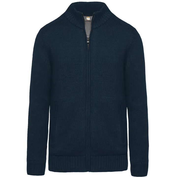 Strickjacke mit Fleecefutter, Herren Navy