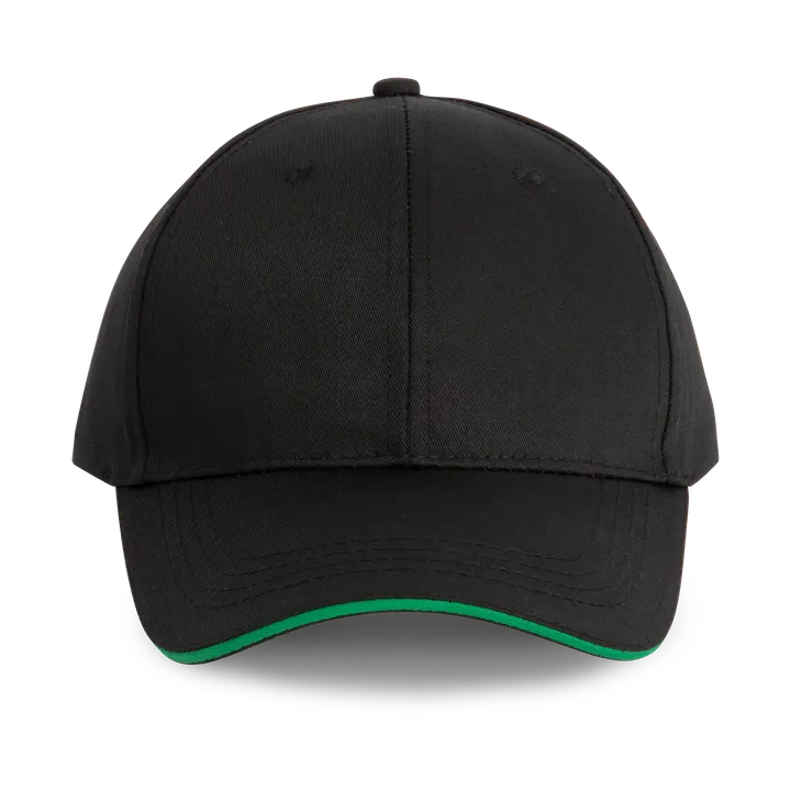6-Panel-Cap mit Kontrast-Sandwichschirm Black / Kelly Green